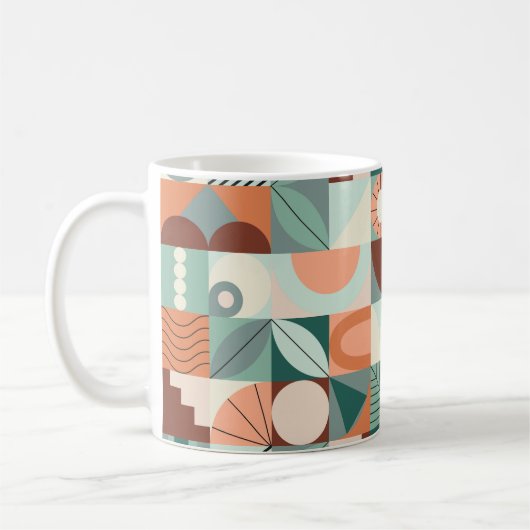 Nahtlos geometrisches, abstraktes Mosaikmuster. Kaffeetasse (Links)