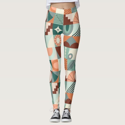 Nahtlos geometrisches, abstraktes Mosaikmuster. Leggings (Vorderseite)