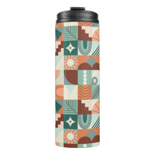 Nahtlos geometrisches, abstraktes Mosaikmuster. Thermosbecher