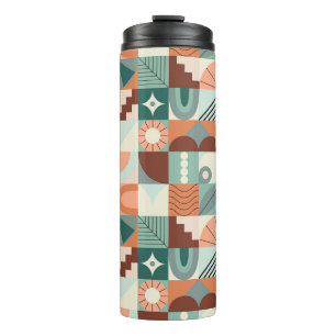 Nahtlos geometrisches, abstraktes Mosaikmuster. Thermosbecher