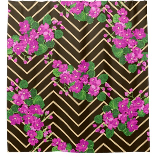 Nahtlos glühendes Muster in süßen Blume. Zusammens Duschvorhang (Vorderseite)