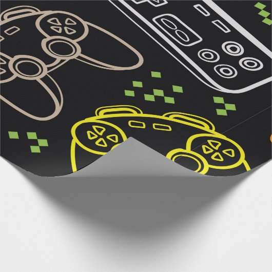 Nahtlos helles Muster mit Joysticks. Spielcoo Geschenkpapier (Ecke)