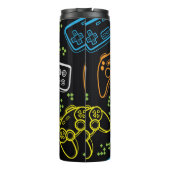 Nahtlos helles Muster mit Joysticks. Spielcoo Thermosbecher (Rückseite)