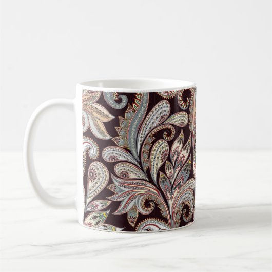 Nahtlos helles Muster mit verziertem Paisley Kaffeetasse (Links)