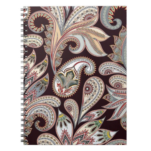 Nahtlos helles Muster mit verziertem Paisley Notizblock (Vorderseite)