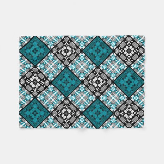 Nahtlos karierte karierte abstrakte Quadrate geome Fleecedecke (Vorderseite (Horizontal))