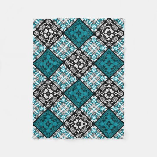 Nahtlos karierte karierte abstrakte Quadrate geome Fleecedecke (Vorderseite)
