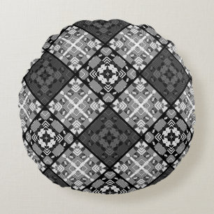Nahtlos karierte karierte abstrakte Quadrate geome Rundes Kissen