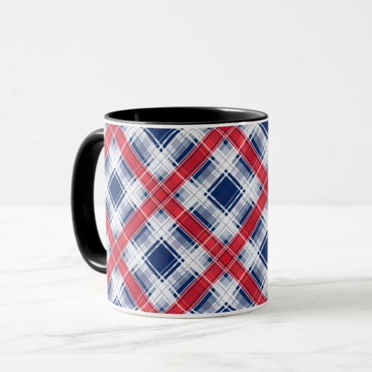 Nahtlos kariertes, kariert gesäumtes abstraktes Mu Tasse (Vorderseite Links)