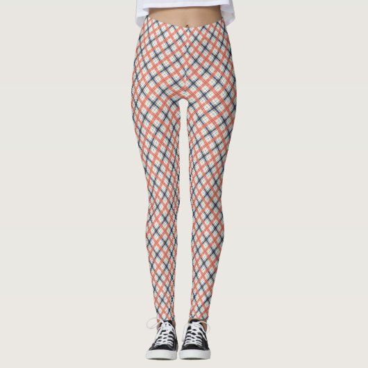 Nahtlos kariertes kariertes, gesäumtes abstraktes  leggings (Vorderseite)