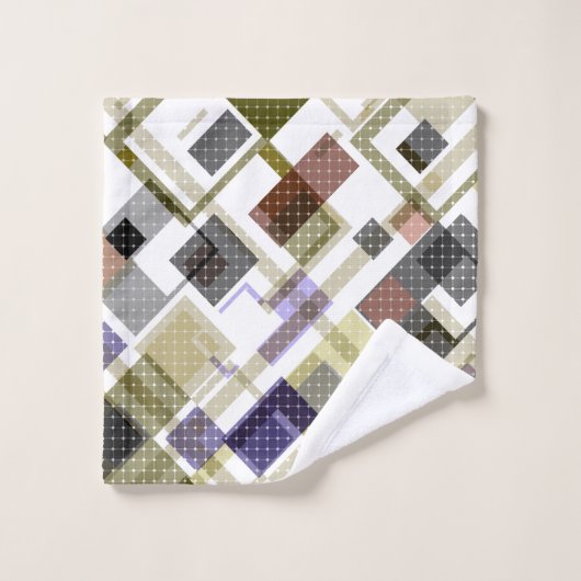 Nahtlos kariertes kariertes Tartan-Muster, grün br Badhandtuch Set (Waschlappen)