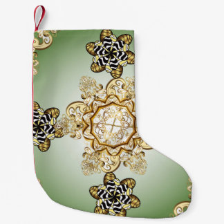 Nahtlos klassisches Vintages goldenes Muster. VINT Kleiner Weihnachtsstrumpf