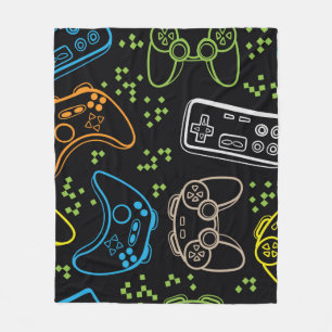 Nahtlos leuchtendes Muster mit Joysticks. Spielcoo Fleecedecke