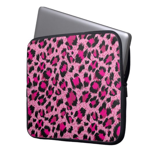 Nahtlos luxuriöses rosa Leopardenmuster. Laptopschutzhülle (Vorderseite Links)