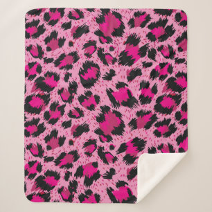 Nahtlos luxuriöses rosa Leopardenmuster. Sherpadecke