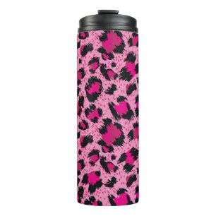 Nahtlos luxuriöses rosa Leopardenmuster. Thermosbecher