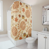 Nahtlos mit Apfelkuchen, Äpfeln und Tasse. Duschvorhang (Beispiel)