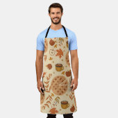 Nahtlos mit Apfelkuchen, Äpfeln und Tasse. Schürze (Getragen)