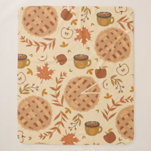 Nahtlos mit Apfelkuchen, Äpfeln und Tasse. Sherpadecke