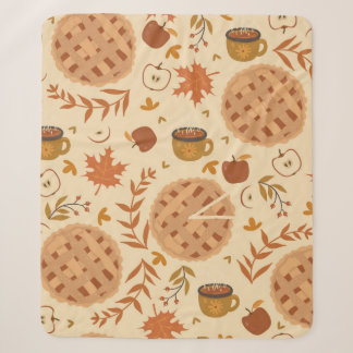 Nahtlos mit Apfelkuchen, Äpfeln und Tasse. Sherpadecke