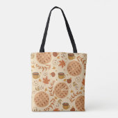 Nahtlos mit Apfelkuchen, Äpfeln und Tasse.  Tasche (Rückseite)
