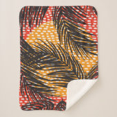 Nahtlos mit Blätter und Strichen aus schwarzer Han Sherpadecke (Vorderseite)