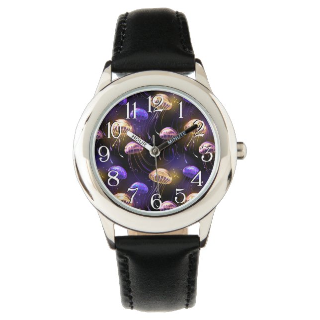Nahtlos mit glühender Qualle Armbanduhr (Vorderseite)