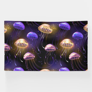 Nahtlos mit glühender Qualle Banner