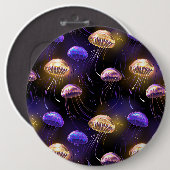 Nahtlos mit glühender Qualle Button (Vorne & Hinten)