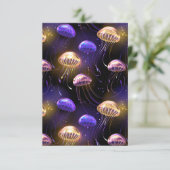 Nahtlos mit glühender Qualle Dankeskarte (Stehend Vorderseite)