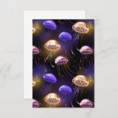 Nahtlos mit glühender Qualle Dankeskarte (Vorne/Hinten)