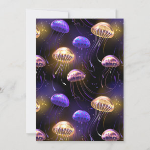 Nahtlos mit glühender Qualle Feiertagskarte