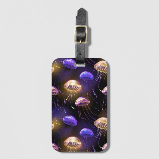 Nahtlos mit glühender Qualle Gepäckanhänger (Vorderseite Vertikal)