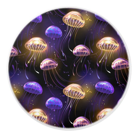 Nahtlos mit glühender Qualle Keramikknauf (Vorderseite)