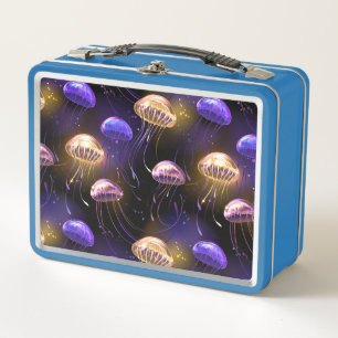 Nahtlos mit glühender Qualle Metall Brotdose