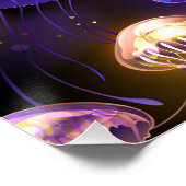 Nahtlos mit glühender Qualle Poster (Ecke)