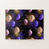 Nahtlos mit glühender Qualle Puzzle (Horizontal)