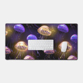 Nahtlos mit glühender Qualle Schreibtischunterlage (Tastatur & Maus)