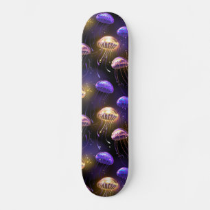 Nahtlos mit glühender Qualle Skateboard