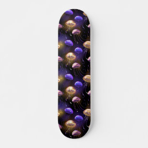 Nahtlos mit glühender Qualle Skateboard