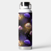 Nahtlos mit glühender Qualle Trinkflasche (Rückseite)