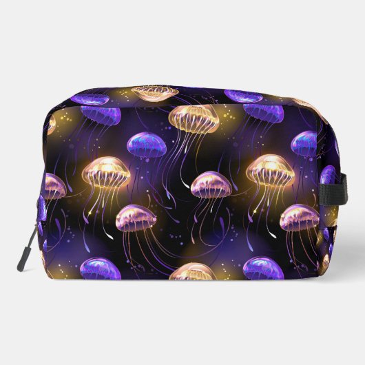 Nahtlos mit glühender Qualle Waschbeutel (Rückseite)