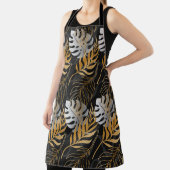 Nahtlos mit goldener, silberner tropischer Pflanze Schürze (InSitu)