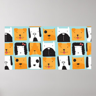 Nahtlos mit niedlichen Hunden. Poster