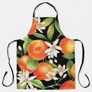 Nahtlos mit Orangenfrüchten, Blume und l Schürze