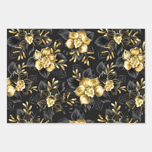 Nahtlos mit Schmuckorchideen Geschenkpapier Set (Vorderseite)