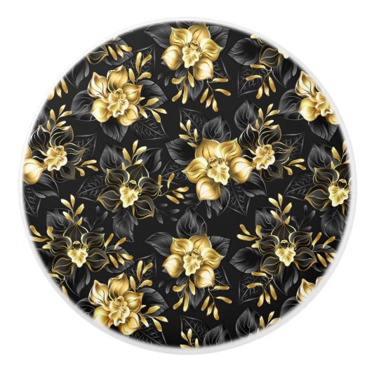 Nahtlos mit Schmuckorchideen Keramikknauf (Vorderseite)