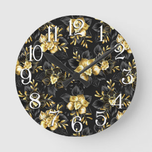 Nahtlos mit Schmuckorchideen Runde Wanduhr
