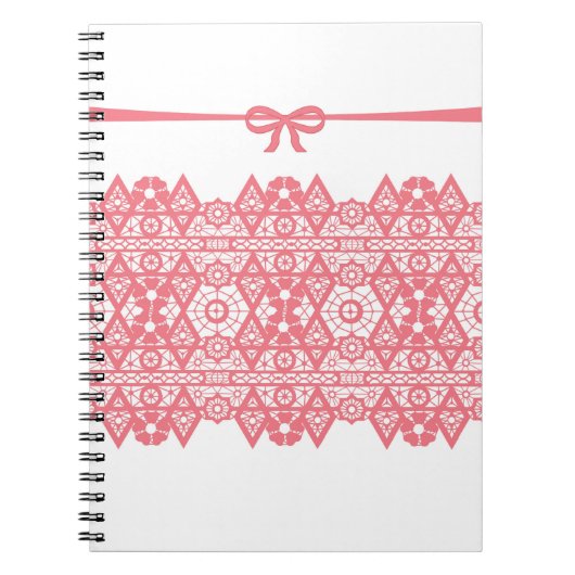 Nahtlos romantisch pinkfarbene Spitze eleganter we Notizblock (Vorderseite)