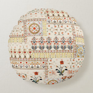 Nahtlos schöne Mogul-Blumen mit ethnischen Paisley Rundes Kissen